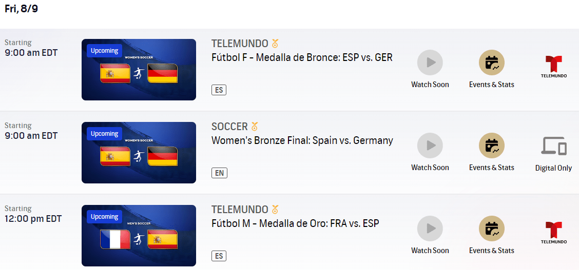 2024 Olympics:  Updated TV and Streaming Details for the Bronze Medal Match between Germany and&nbsp;Spain